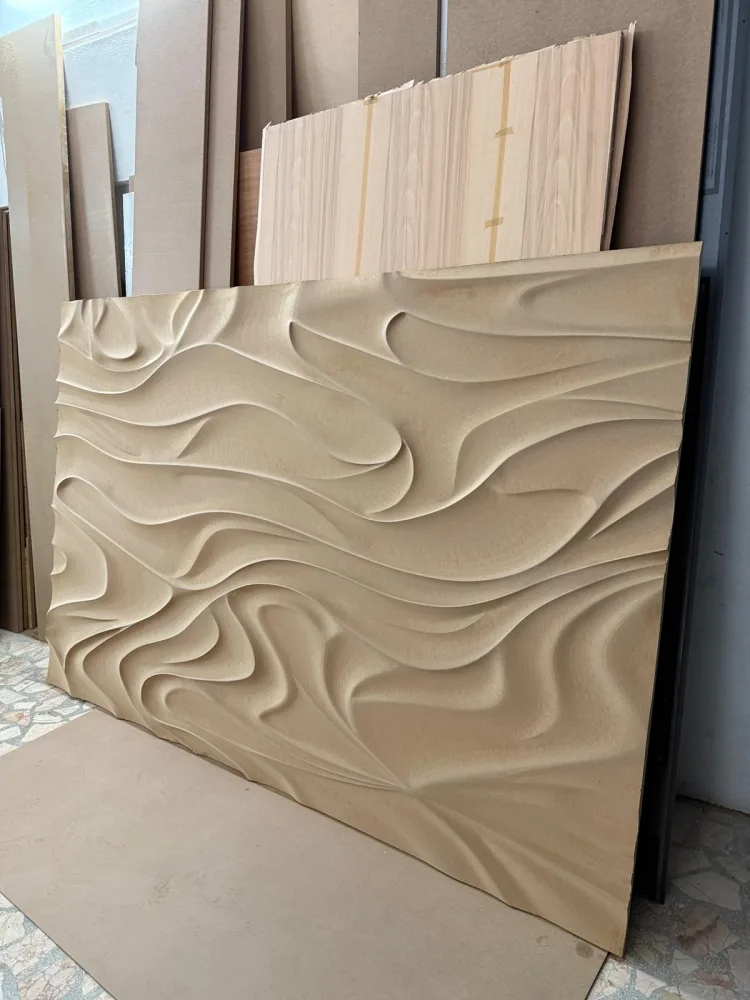 Relief panel with flowing waves