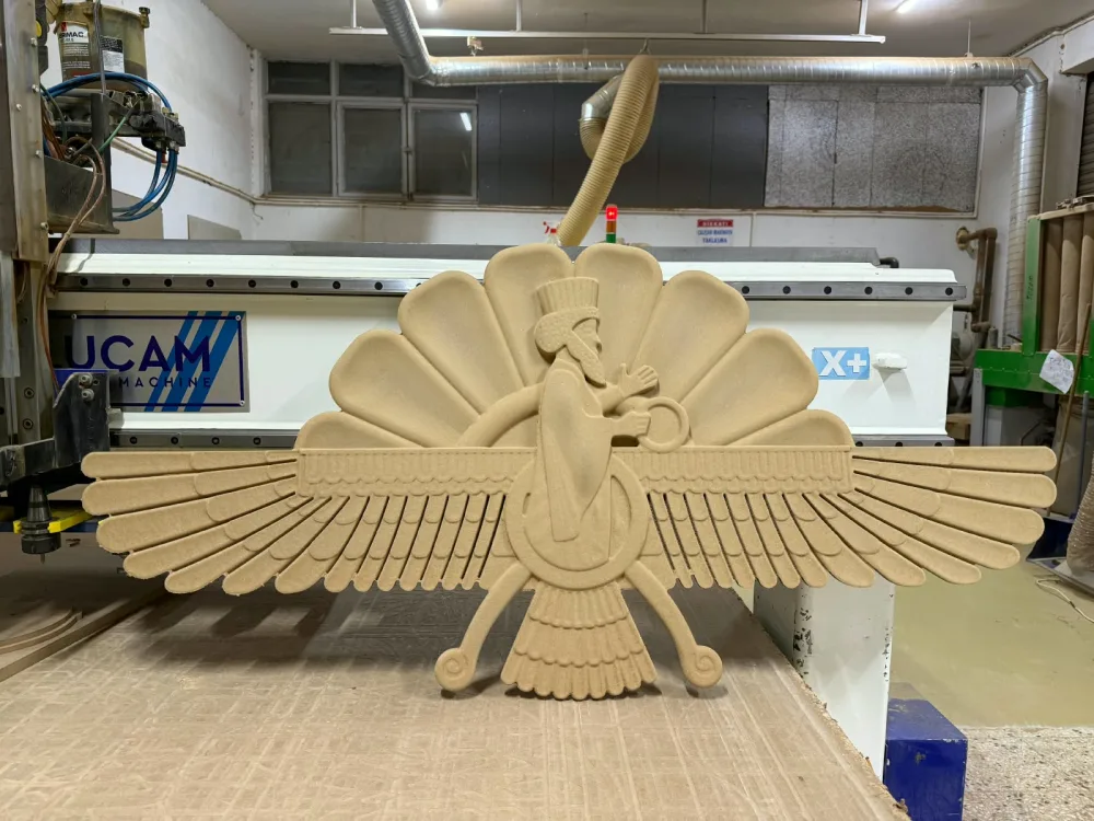 CNC relief of a winged figure