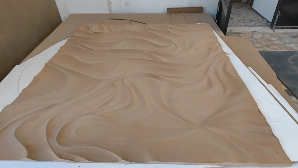 Rectangular relief panel with an organic surface pattern