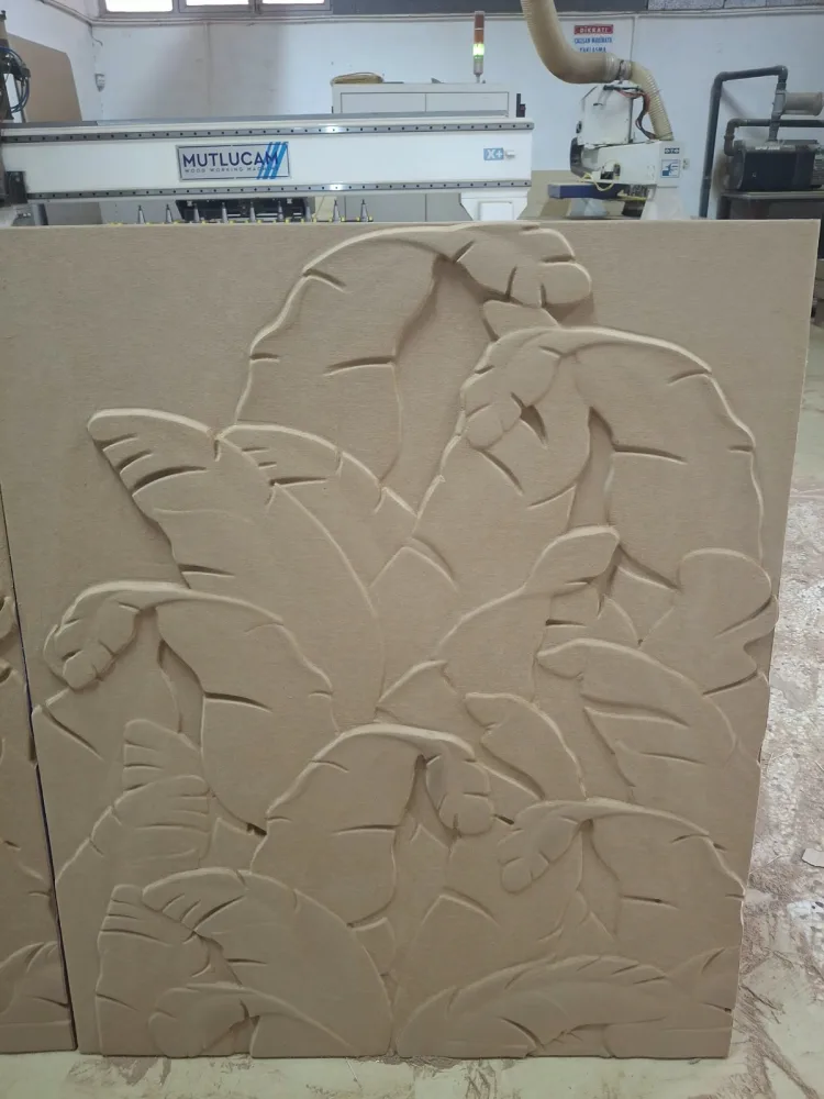 Rectangular relief with a leaf pattern