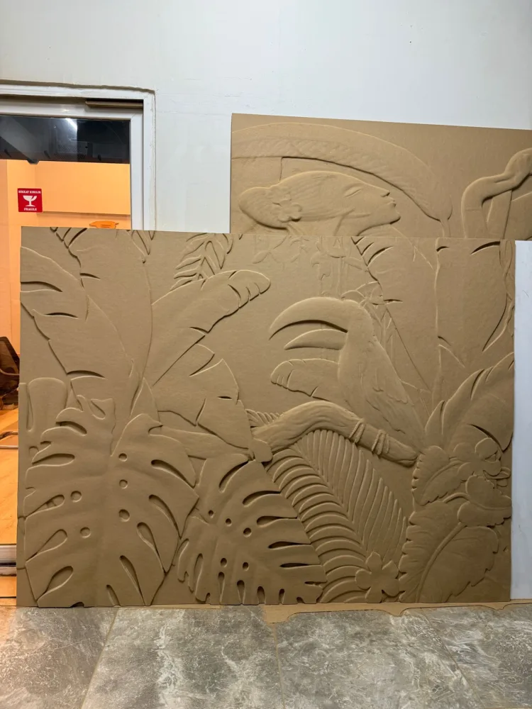 Relief panel with a floral pattern