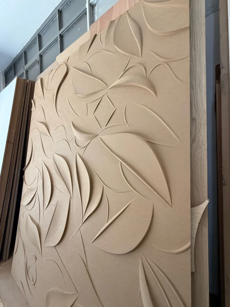 Panel carved with flowing floral lines